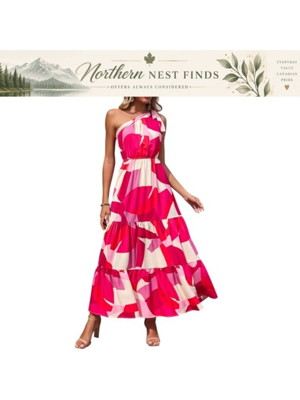 Women's Summer Floral Maxi Dress One Shoulder Sleeveless Ruffle Boho Beach